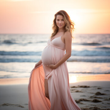  a pregnat woman on the beach