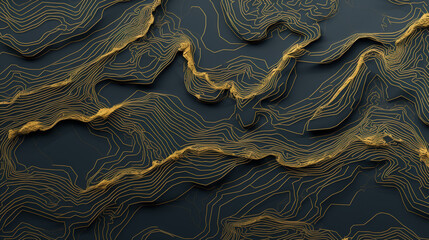 Mountain topographic background with golden lines. wall arts, fabric, packaging. web banner. Also PowerPoint and webpage landing background. - obrazy, fototapety, plakaty