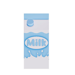 Groceries theme 3D milk product , Fresh Milk carton on a transparent background , 3D rendering
