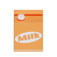 Groceries theme 3D milk product , Almond Milk carton on a transparent background , 3D rendering