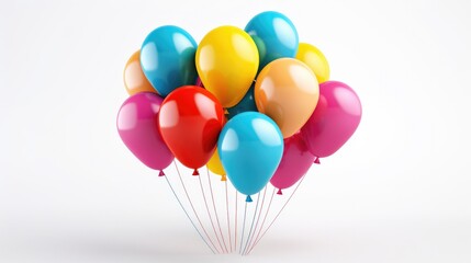 3D cute glossy Happy Birthday Balloons on the white background