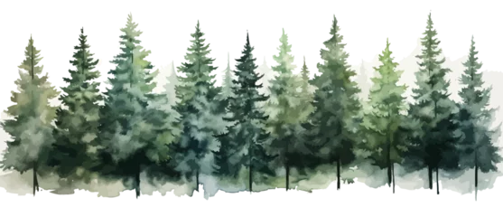 Rolgordijnen Christmas trees Vector watercolor illustration,Forest, fir trees, pine trees, woods watercolor illustration,festival set © LeoOrigami