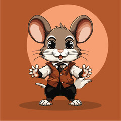 Vector illustration of Cute little mouse cartoon