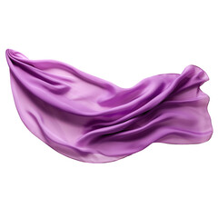 Purple Silk scarf flying in the wind isolate transparent white background