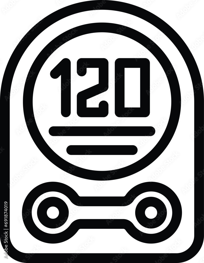 Poster electronic pedometer device icon outline vector. portable footstep tracker. motion monitoring counte