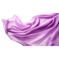 Purple Silk scarf flying in the wind isolate transparent white background