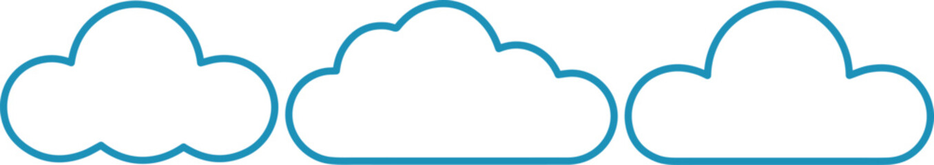 blue cloud icons on the theme of weather and climate