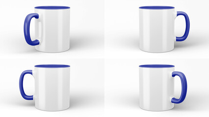 11oz two-tone mugs on isolated background.