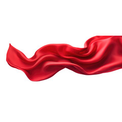 Red Silk scarf flying in the wind isolate transparent white background