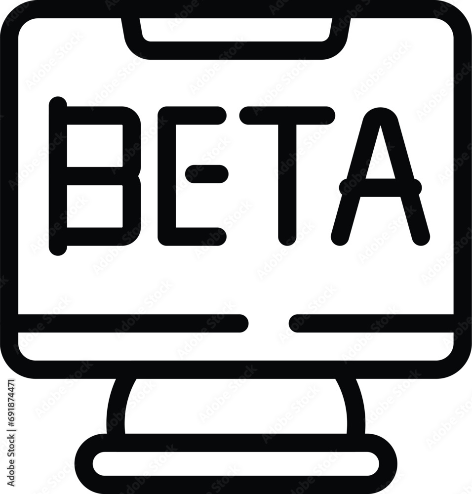 Poster software beta version icon outline vector. launching new app. online landing page
