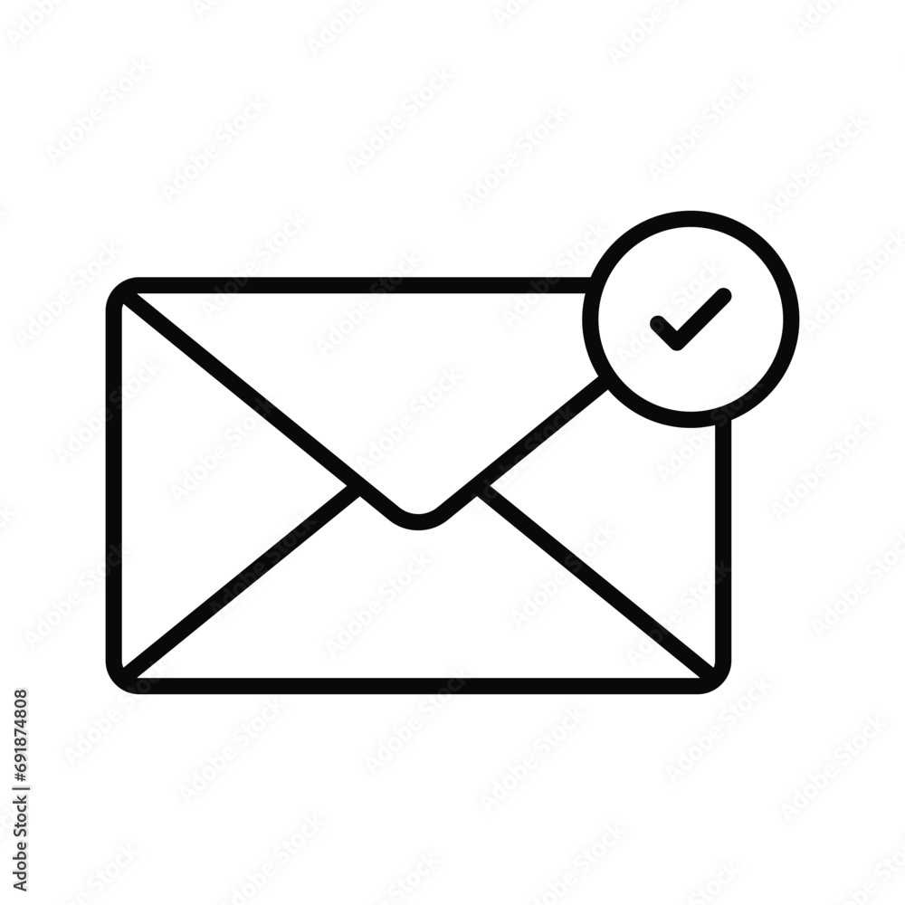 Wall mural check mark sign on mail concept icon of checked mail, ready to use vector
