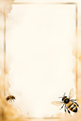 frame with bees and honey