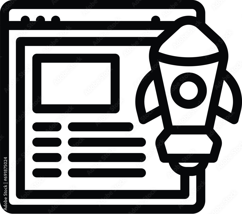 Poster launching website page icon outline vector. software release version. online website introduction