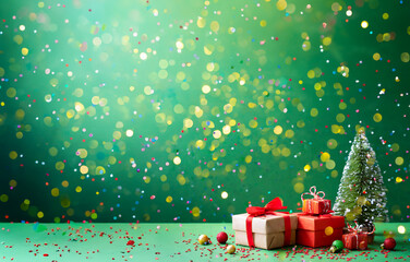 Stack of gift boxes on Christmas and New Year's Day.