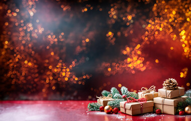 Stack of gift boxes on Christmas and New Year's Day.