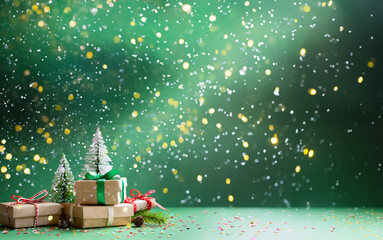 Stack of gift boxes on Christmas and New Year's Day.