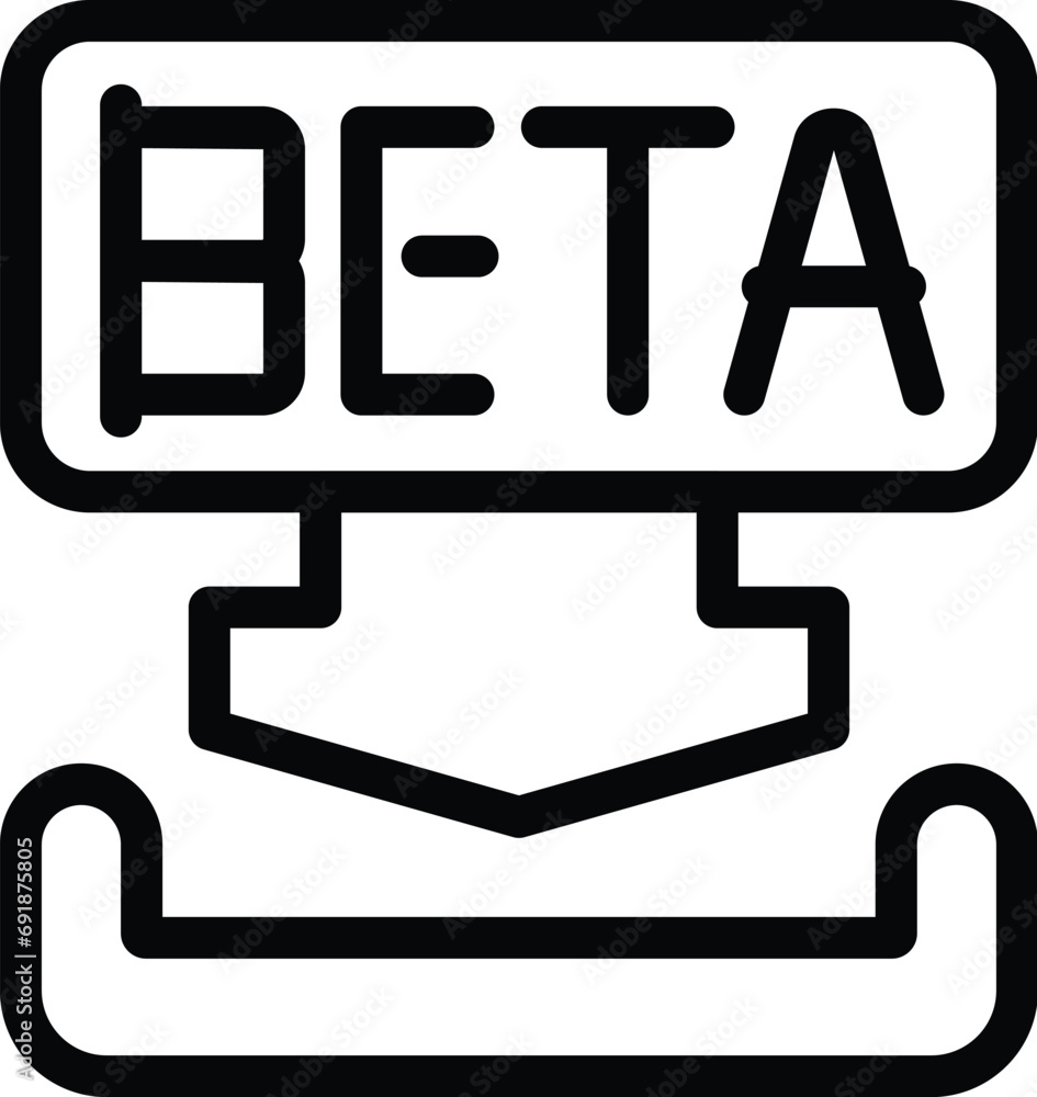 Poster beta version introduction icon outline vector. launching test version. program demonstration app