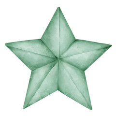 green star origami watercolor 