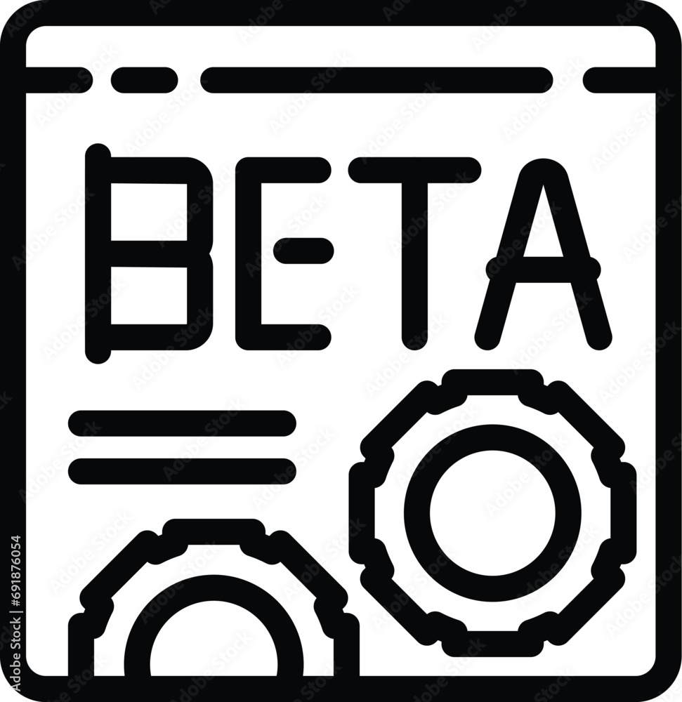 Poster online beta version icon outline vector. trial software webpage. release test version