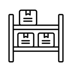 Parcel on racks, inventory icons vector design, storage rack icon