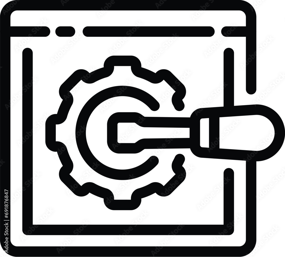 Poster back end development icon outline vector. online tech maintenance. coding technical system