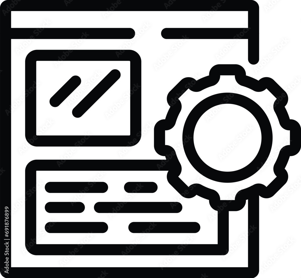 Poster online technical development icon outline vector. website tech maintenance. programming website depl