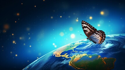butterfly on earth glob generated by AI tool