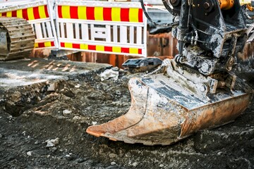 Modern Construction Machinery in Action. The Power of Heavy Equipment in Road Construction in the...