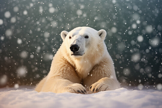 polarbear in snwoing, winter, christmas