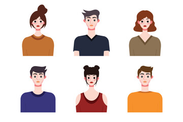 Set collection of people avatar design. Characters for social media and networking, website, app design, development, user profile, and user profile icons. Vector illustration.