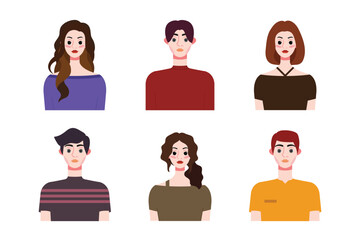 Set collection of people avatar design. Characters for social media and networking, website, app design, development, user profile, and user profile icons. Vector illustration.