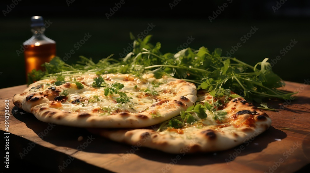 Wall mural naan in wooden table