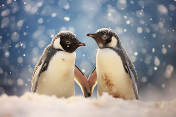 pinguins in the snow