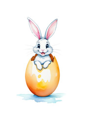 Fototapeta premium easter bunny with big egg watercolor painting