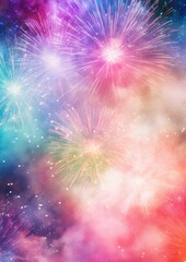 Fototapeta premium Night view on celebration of new year with colorful fireworks. Generative Ai.