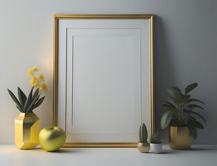 goldener Rahmen vor weißer Wand