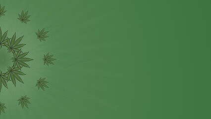 Cannabis leaves circle pattern illustration on green background wallpapers banner. Marijuana leaf template design art blank with place for text area