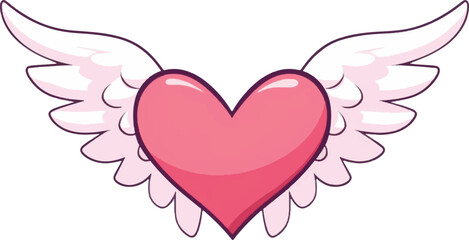 Heart with wings in cartoon style