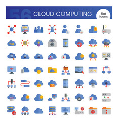 Cloud computing Icons Bundle. Flat icons style. Vector illustration