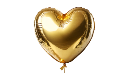 Golden heart balloon isolated.