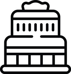 Pastry wedding cake icon outline vector. Chocolate marriage dessert. Romantic couple ceremony