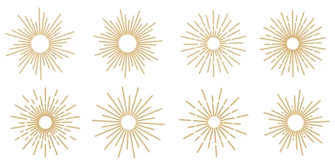 Tuinposter Gold retro sunburst clip art set, vector sunray illustration, decorative element collection © Kati Moth