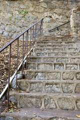 vintage stone steps leading up the steep slope