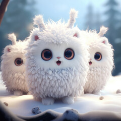 Obraz premium cute fluffy snowmen11