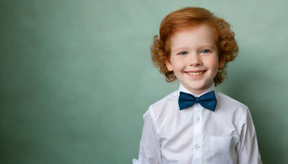 Portrait of a red-haired boy in a white shirt
