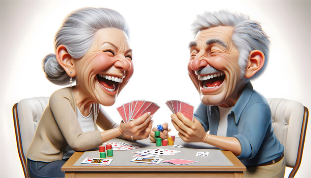 Seniors Enjoying a Game of Cards. Generative AI