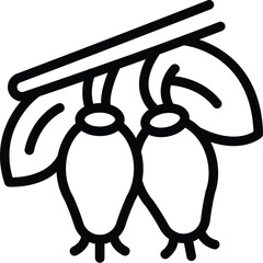 Rosehip backyard icon outline vector. Rose hip bush seeds. Garden botany bush