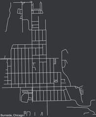 Detailed hand-drawn navigational urban street roads map of the BURNSIDE COMMUNITY AREA of the American city of CHICAGO, ILLINOIS with vivid road lines and name tag on solid background