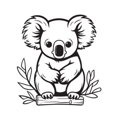 Koala in cartoon, doodle style. Isolated 2d vector illustration in logo, icon, sketch style, Eps 10, black and white. AI Generative