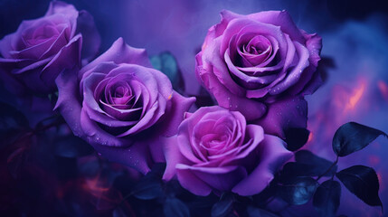 Purple roses on dark background